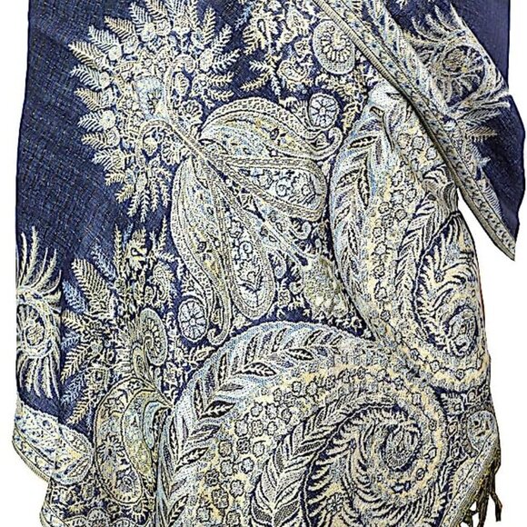 Luxurious Double Layered Jacquard Big Paisley Pashmina Shawl Wrap Scarf - Picture 1 of 4